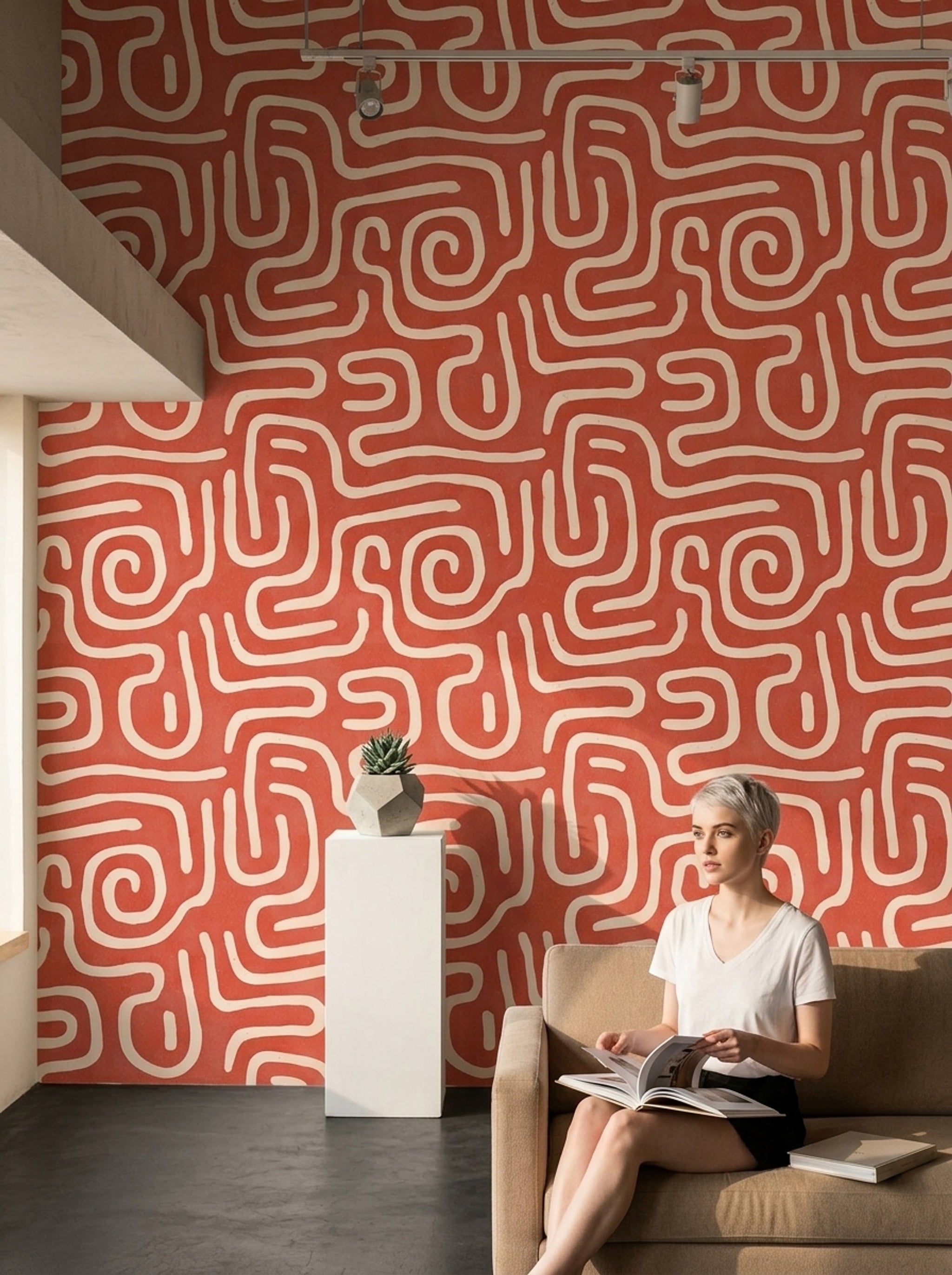 Mid Century Modern Wallpaper Retro Removable Abstract Wall Double Roll