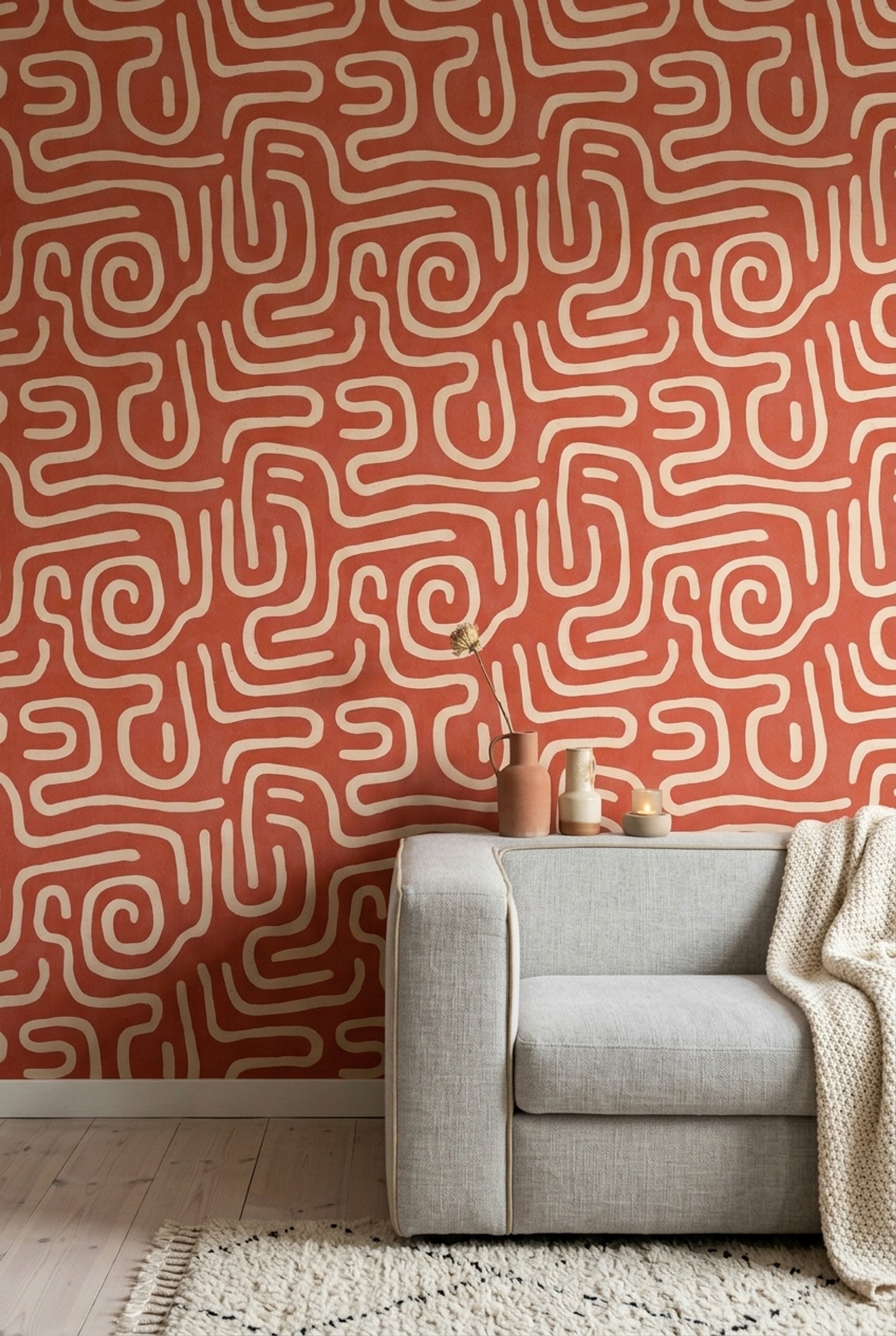Mid Century Modern Wallpaper Retro Removable Abstract Wall Double Roll
