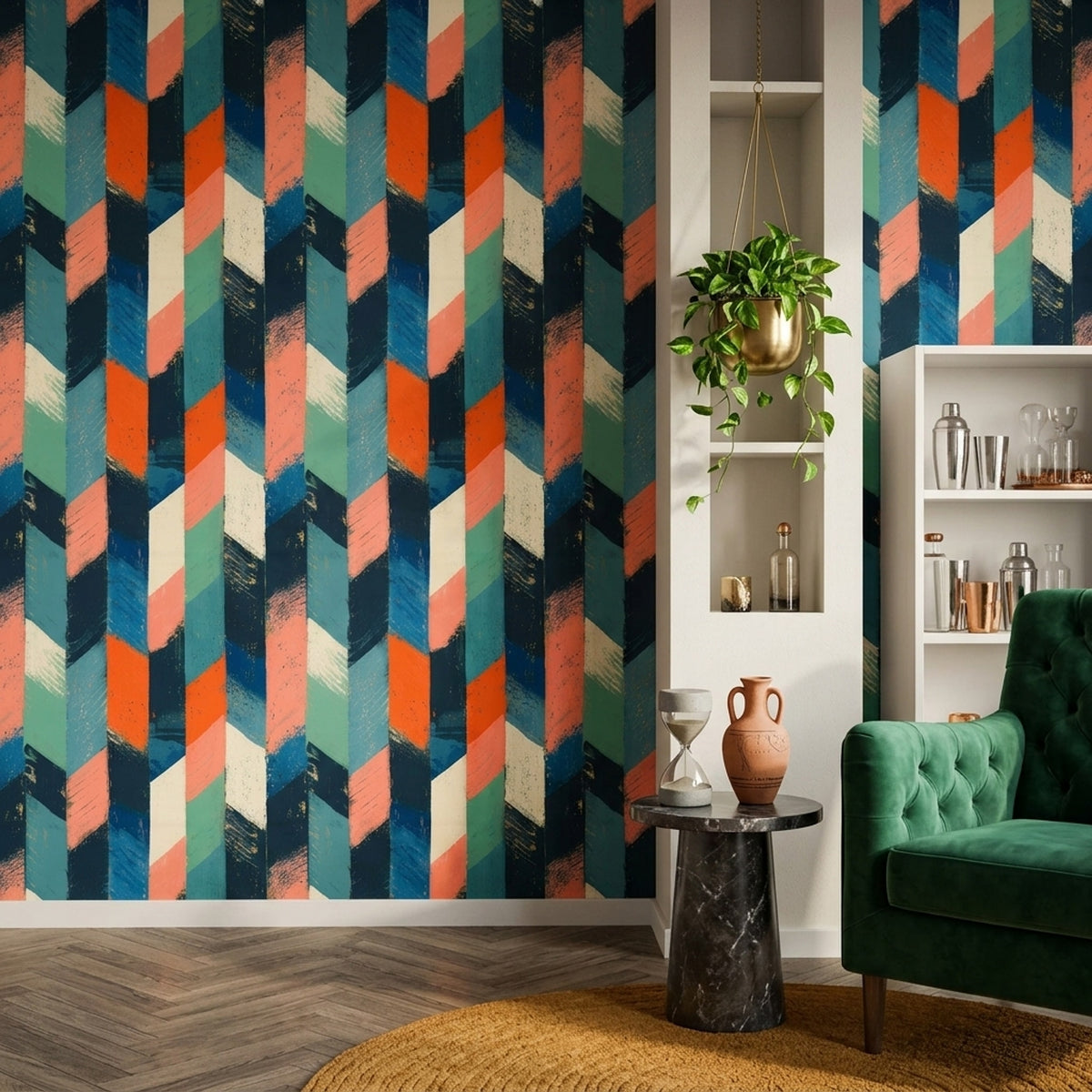 Mid Century Modern Wallpaper Geometric Abstract Removable Wall Decor