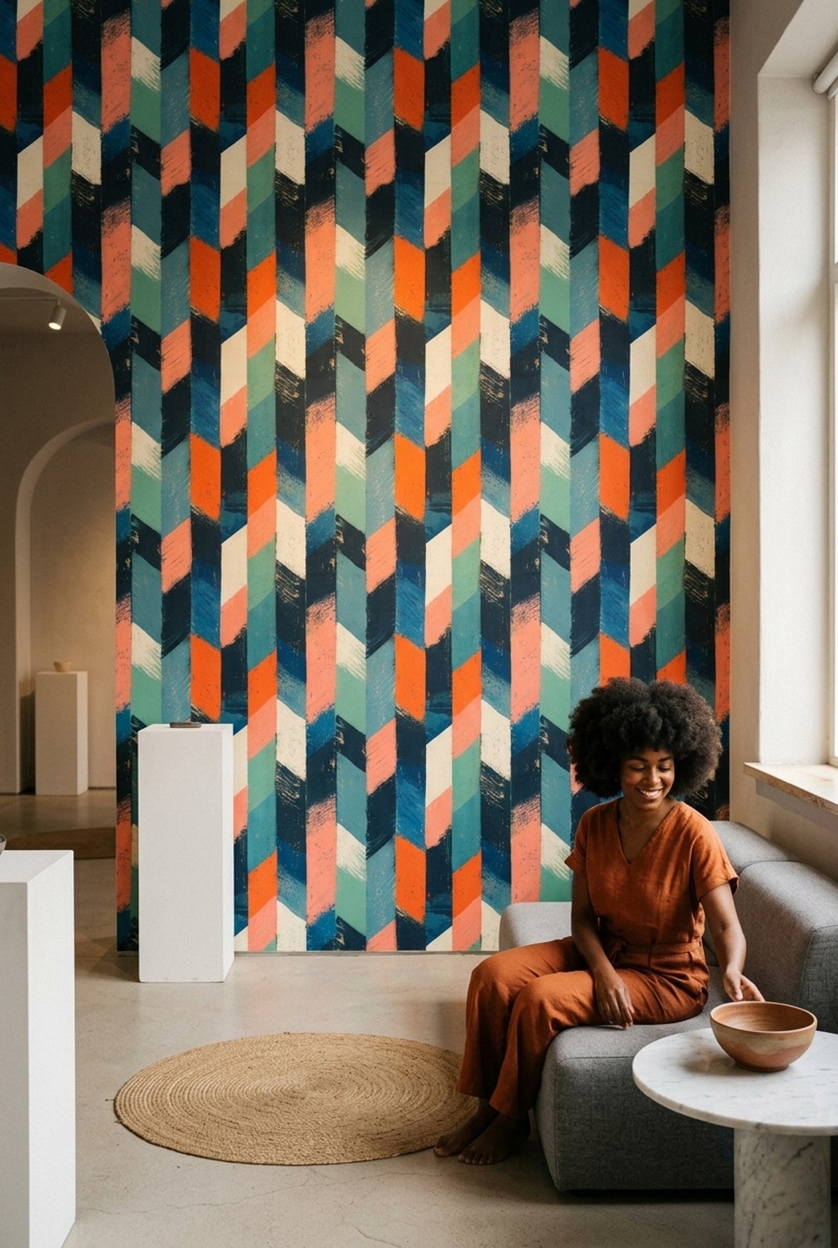Mid Century Modern Wallpaper Geometric Abstract Removable Wall Decor