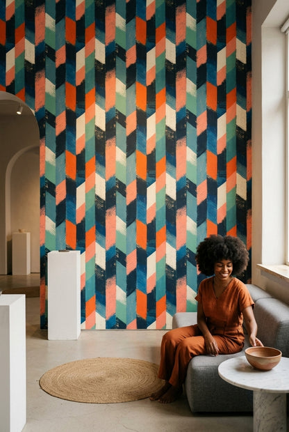 Mid Century Modern Wallpaper Geometric Abstract Removable Wall Decor