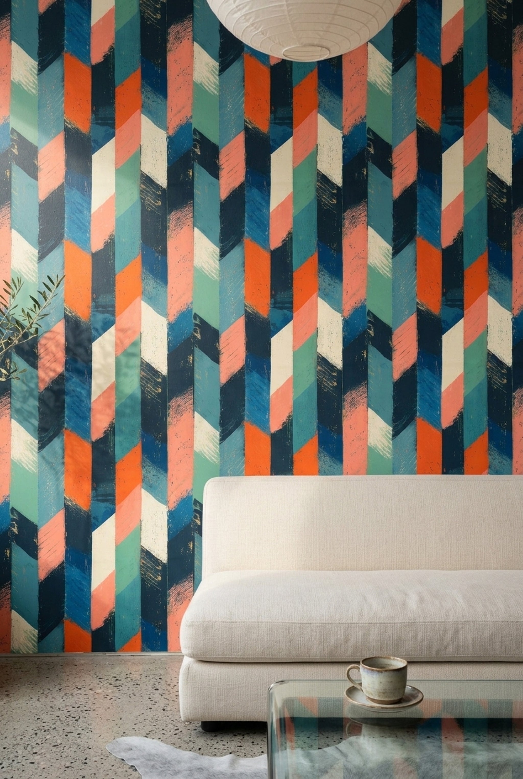 Mid Century Modern Wallpaper Geometric Abstract Removable Wall Decor