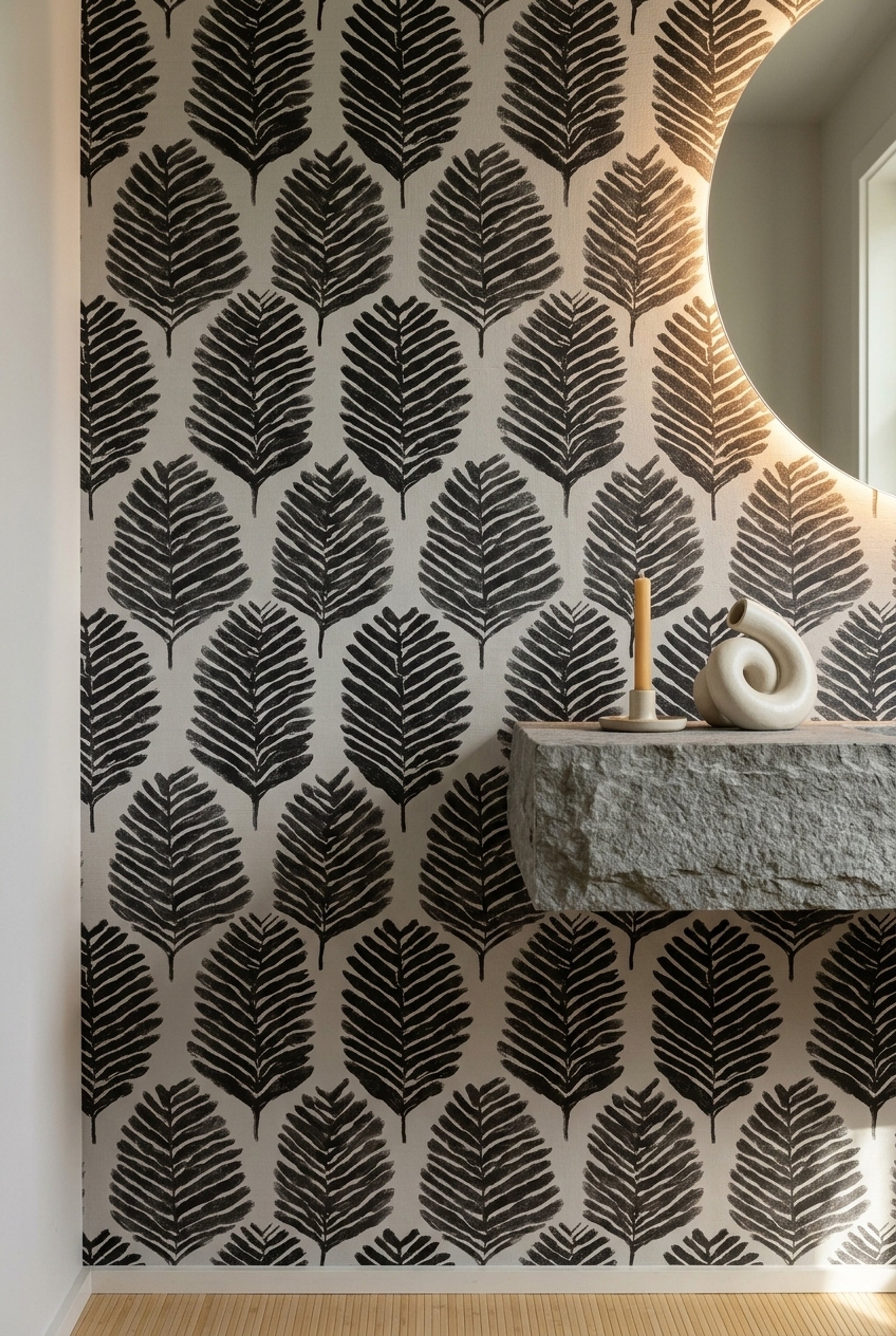 Fern Fronds Wallpaper Botanical Removable Black And White Wall Double Roll