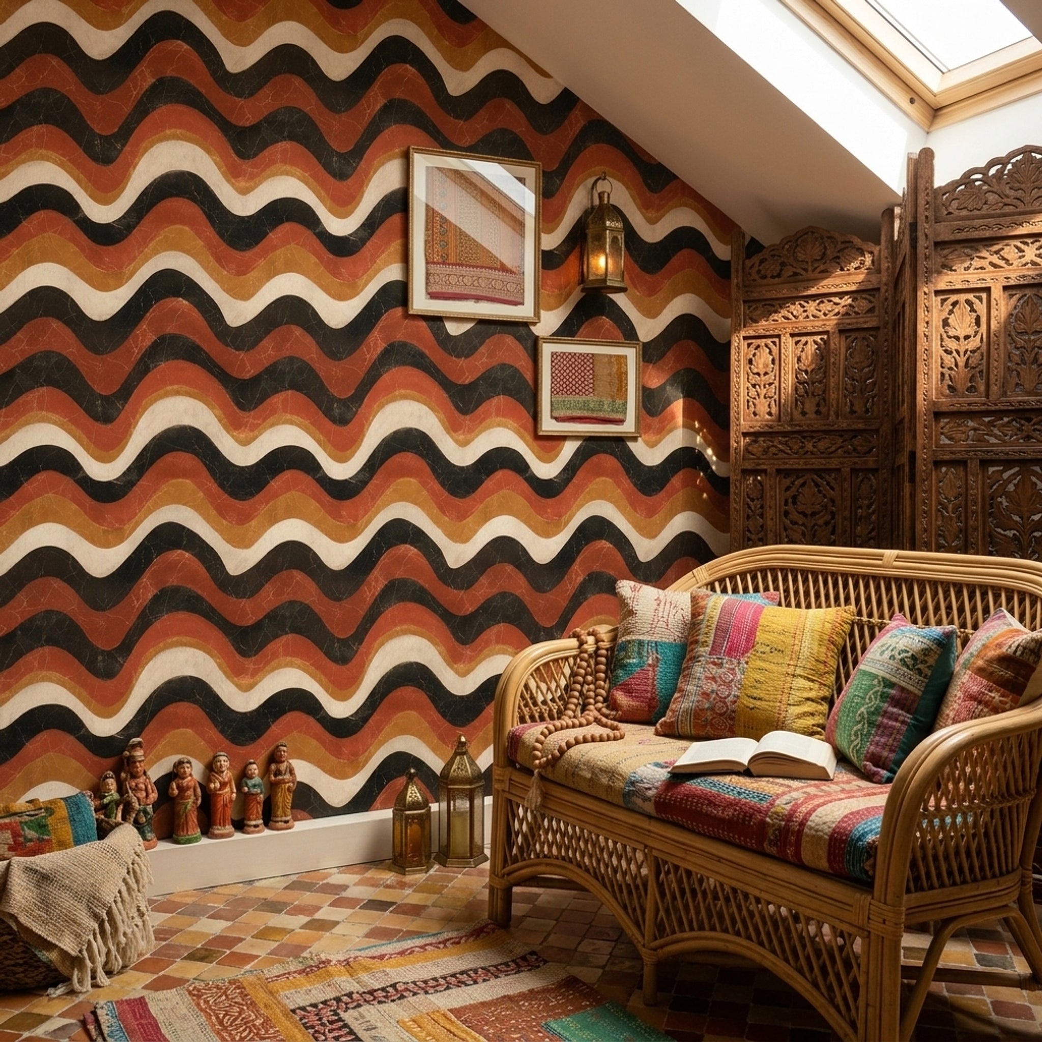 Mid Century Modern Wallpaper Retro Geometric Removable Wall Decor