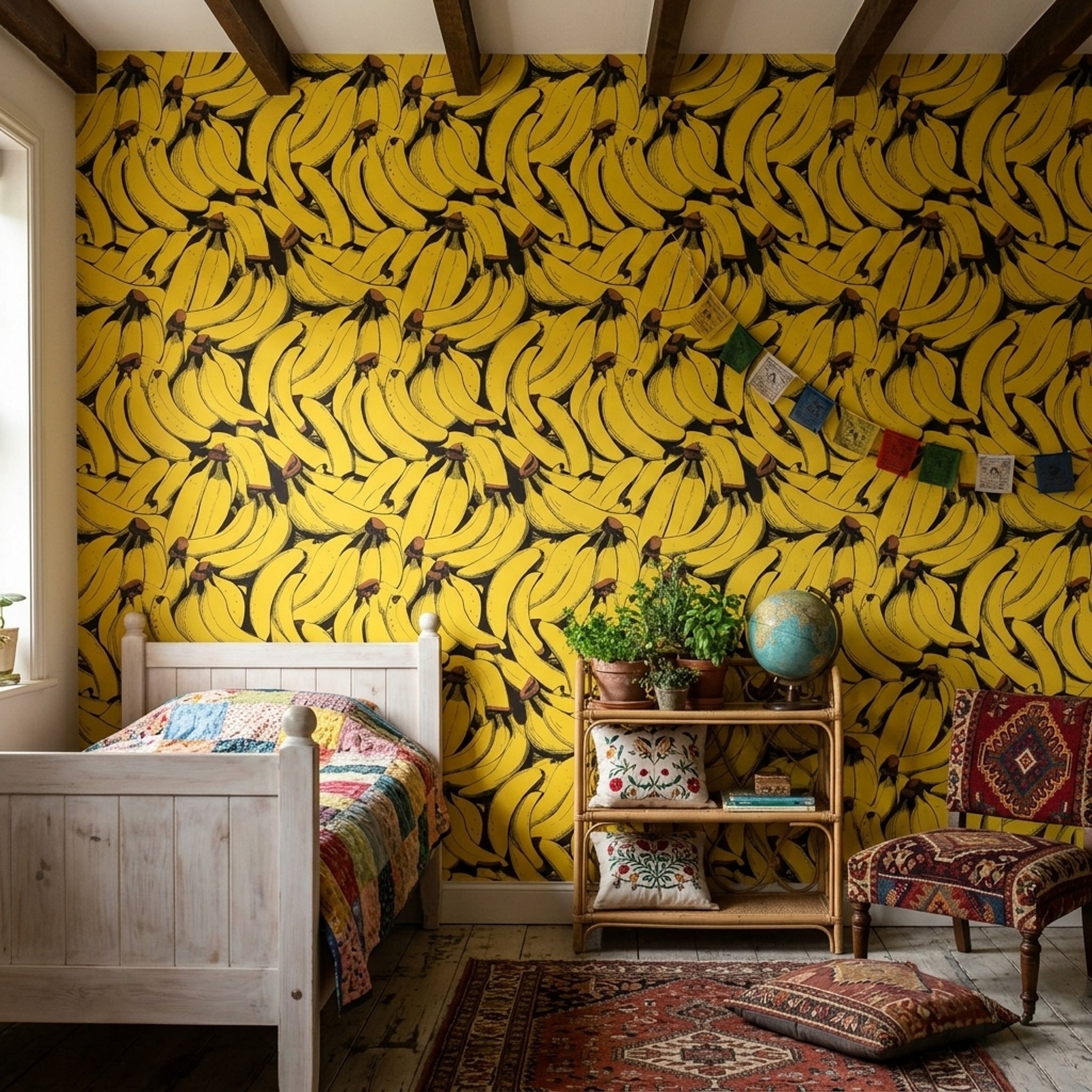 Banana Print Wallpaper Pop Art Tropical Fruit Removable Wall Decor
