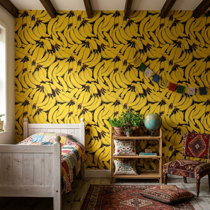 Banana Print Wallpaper Pop Art Tropical Fruit Removable Wall Decor