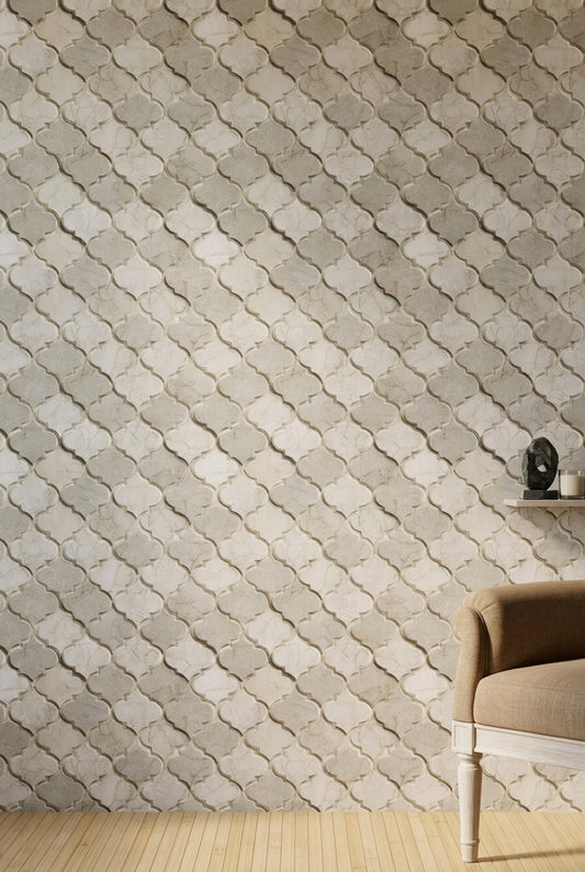 Moroccan Trellis Wallpaper Quatrefoil Marble Texture Removable Wall Decor