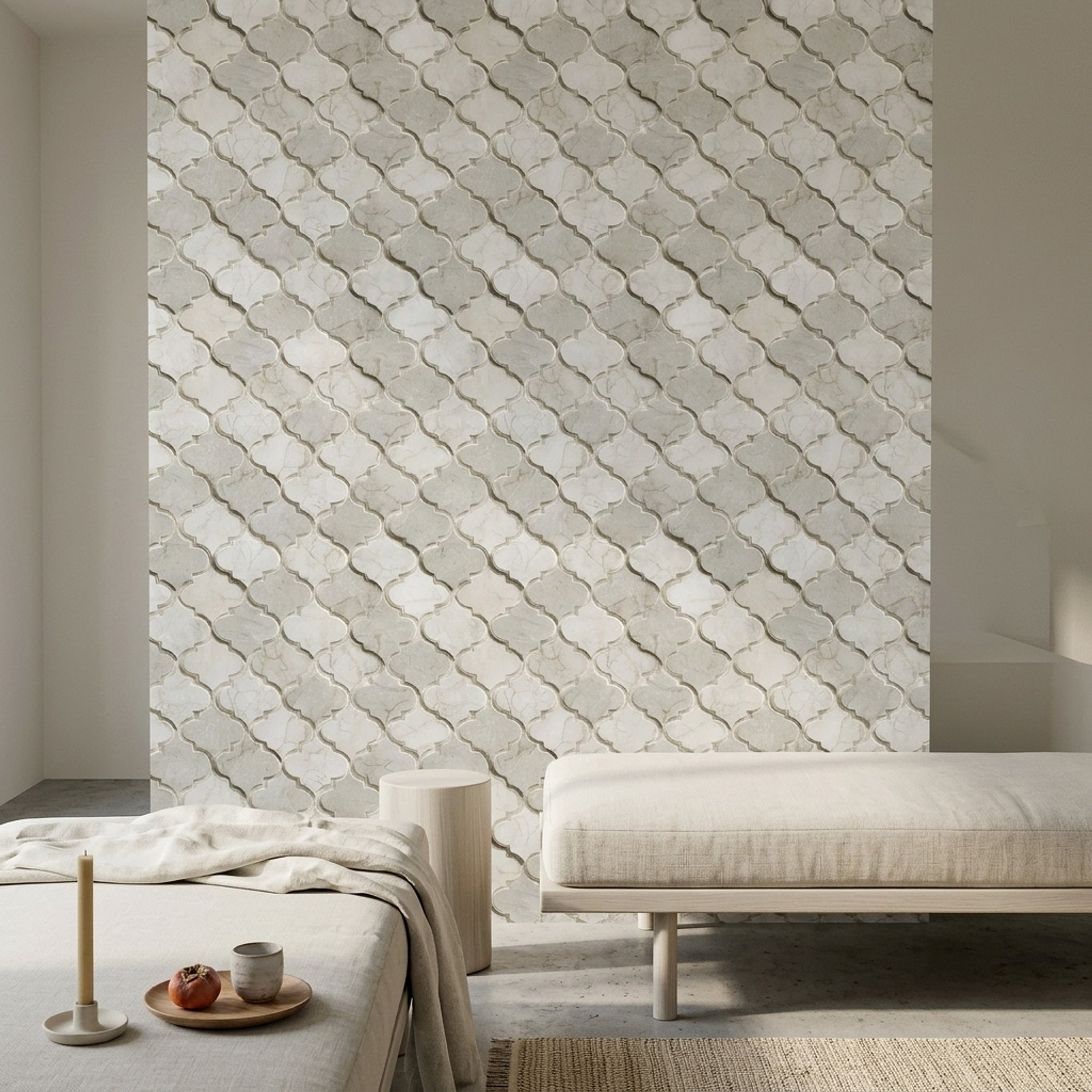 Moroccan Trellis Wallpaper Quatrefoil Marble Texture Removable Wall Decor