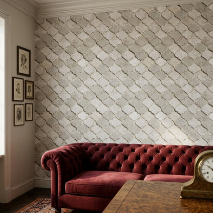 Moroccan Trellis Wallpaper Quatrefoil Marble Texture Removable Wall Decor