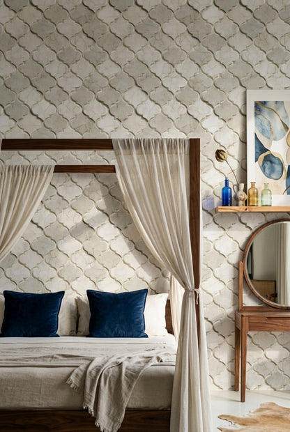 Moroccan Trellis Wallpaper Quatrefoil Marble Texture Removable Wall Decor