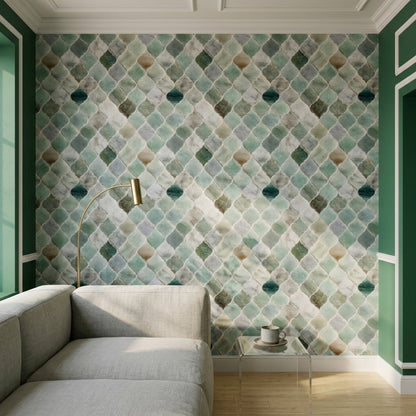 Moroccan Trellis Wallpaper Quatrefoil Tile Marble Decorative Mural