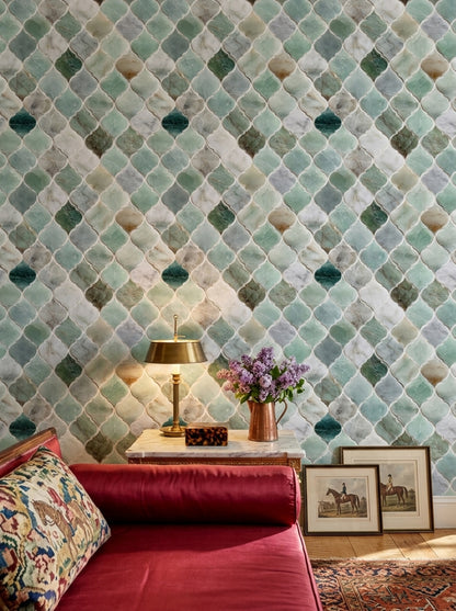 Moroccan Trellis Wallpaper Quatrefoil Tile Marble Decorative Mural