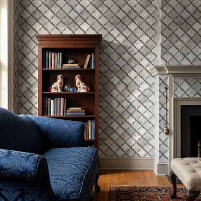 Moroccan Trellis Wallpaper Quatrefoil Marble Texture Removable Wall Decor