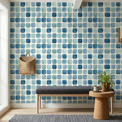 Watercolor Texture Wallpaper Painted Grid Abstract Removable Wall Decor