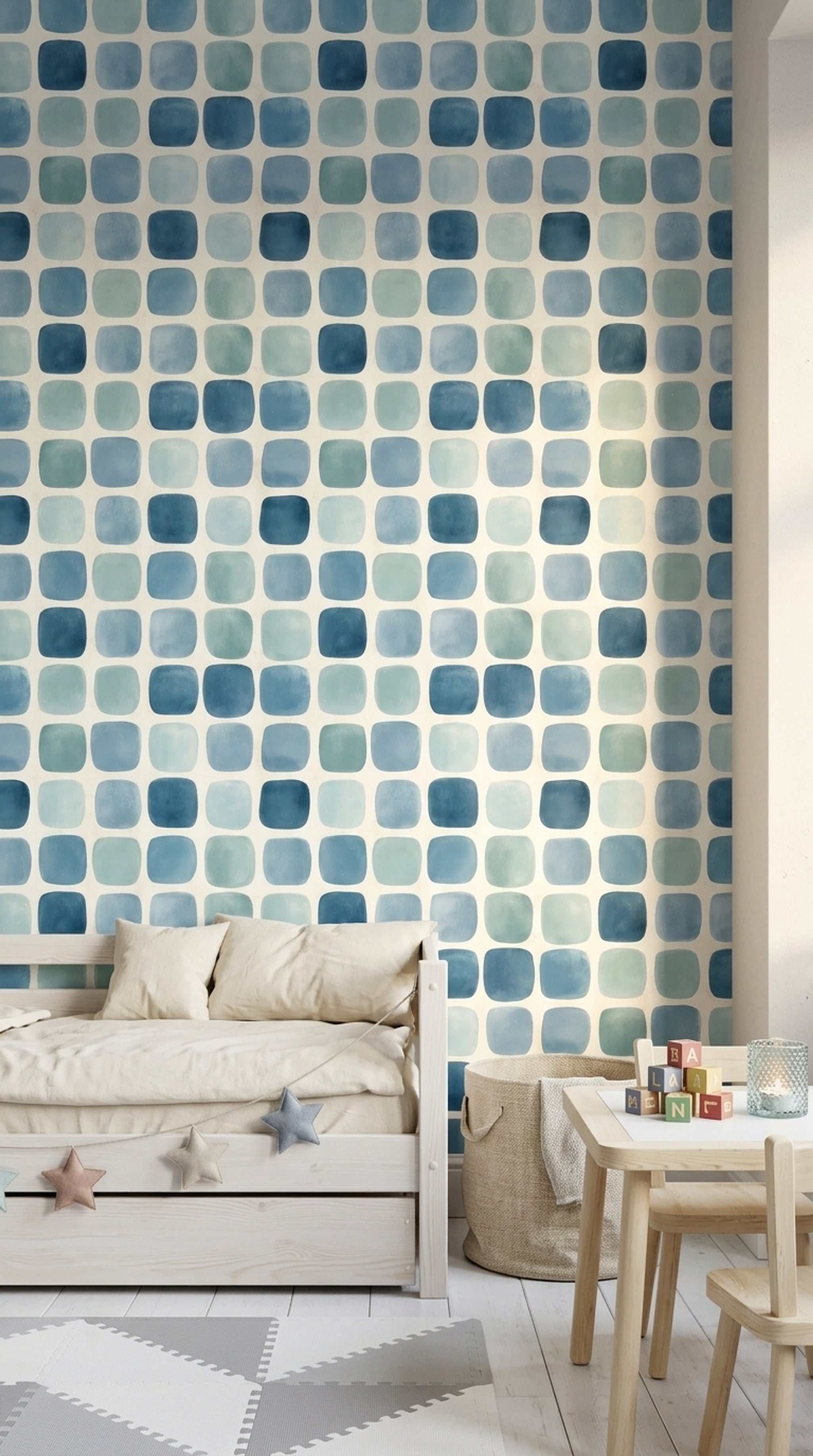 Watercolor Texture Wallpaper Painted Grid Abstract Removable Wall Decor
