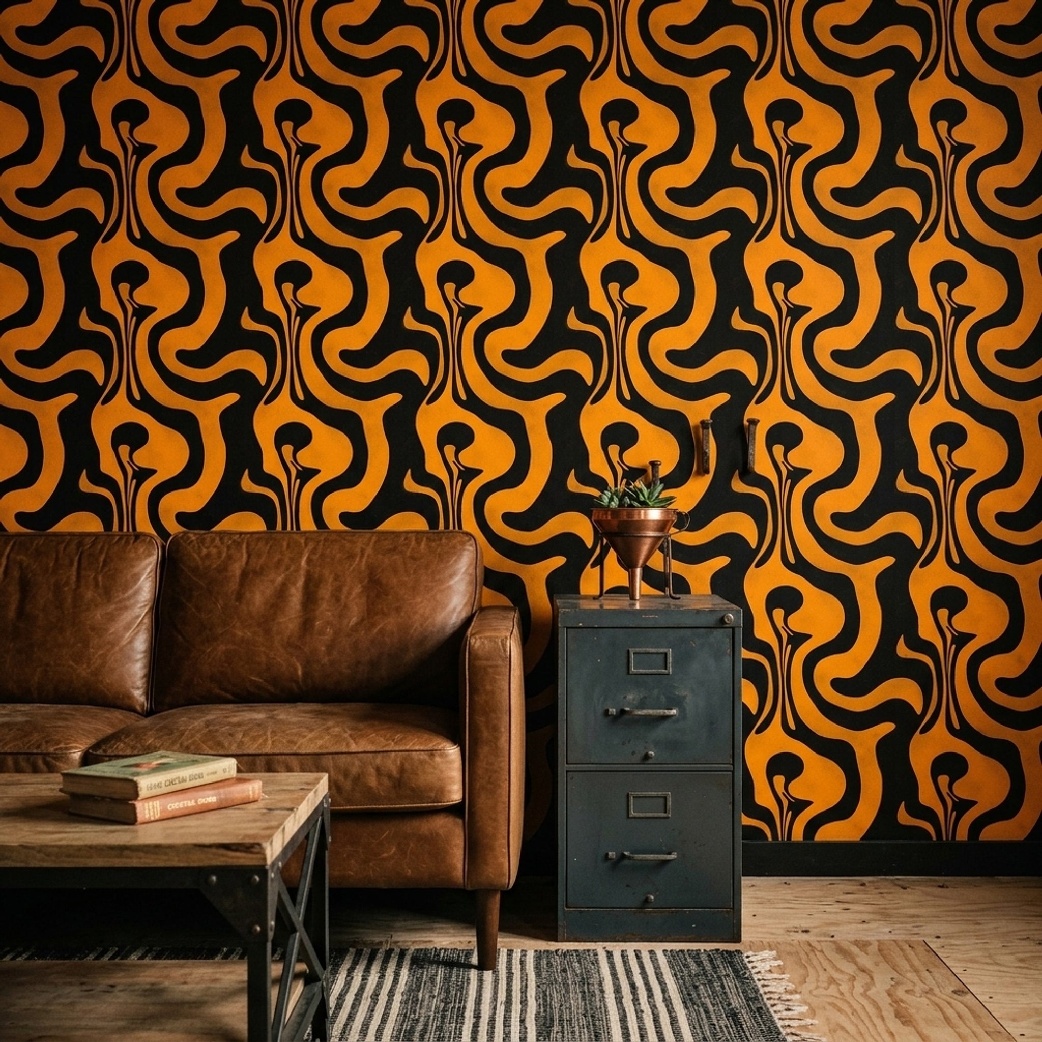 Mid Century Modern Wallpaper Retro Modern Removable Wall Decor