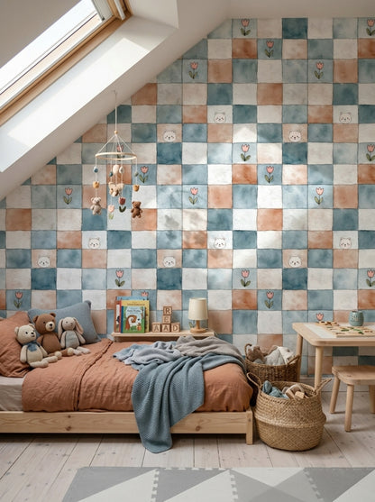 Watercolor Texture Wallpaper Nursery Bear Removable Wall Decor