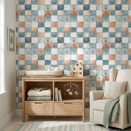 Watercolor Texture Wallpaper Nursery Bear Removable Wall Decor