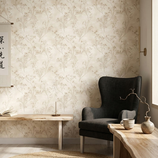 White Background Wallpaper Japandi Japandi Decorative Mural