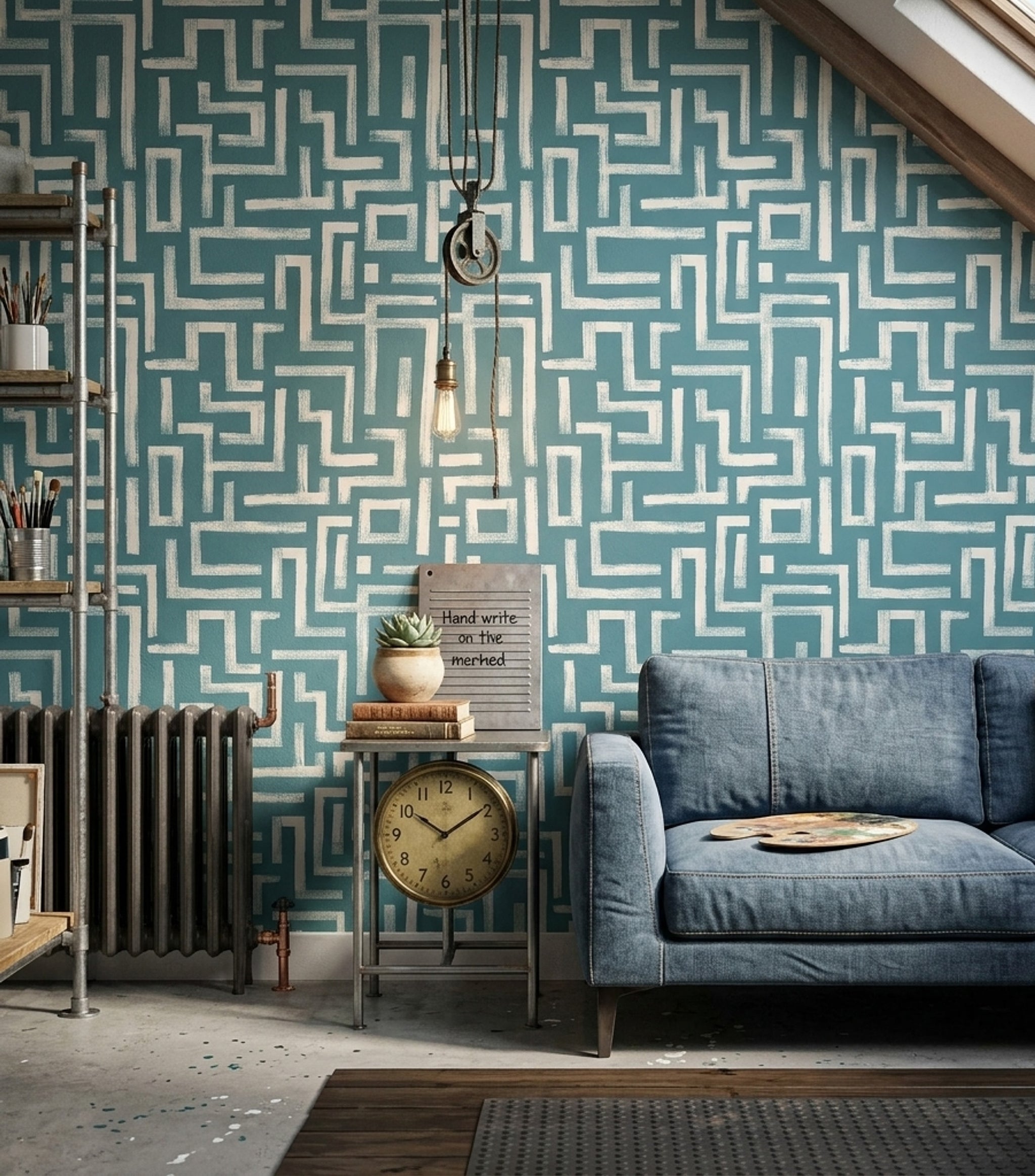 Mid Century Modern Wallpaper Abstract Pattern Removable Wall Decor