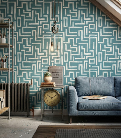 Mid Century Modern Wallpaper Abstract Pattern Removable Wall Decor