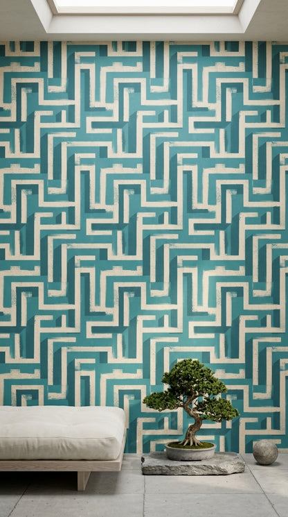Mid Century Modern Wallpaper Retro Geometric Decorative Mural