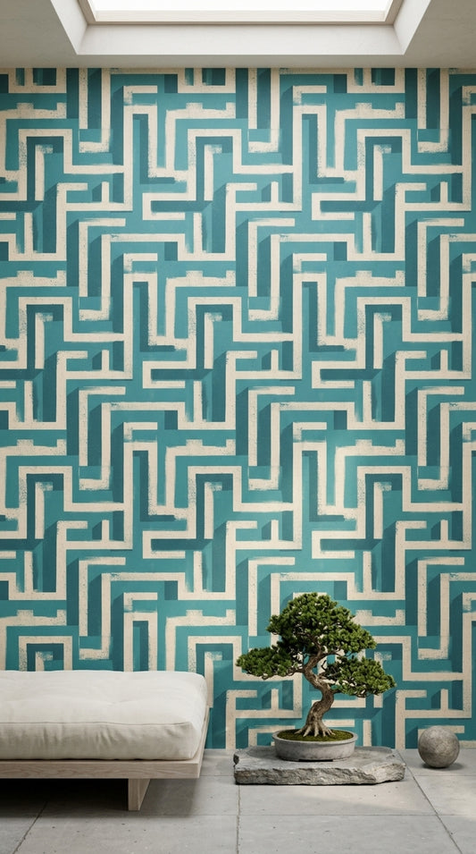 Mid Century Modern Wallpaper Retro Geometric Decorative Mural