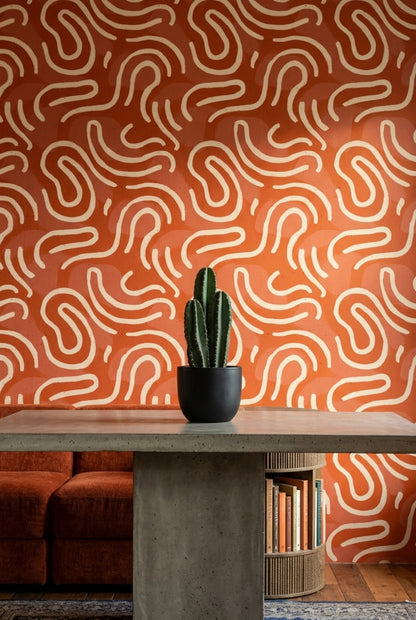 Mid Century Modern Wallpaper Retro Removable Abstract Wall Double Roll