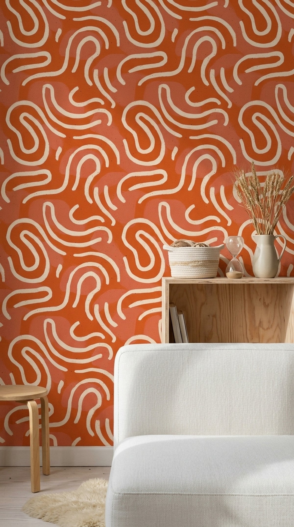 Mid Century Modern Wallpaper Retro Removable Abstract Wall Double Roll