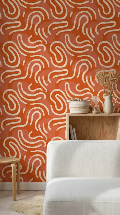Mid Century Modern Wallpaper Retro Removable Abstract Wall Double Roll
