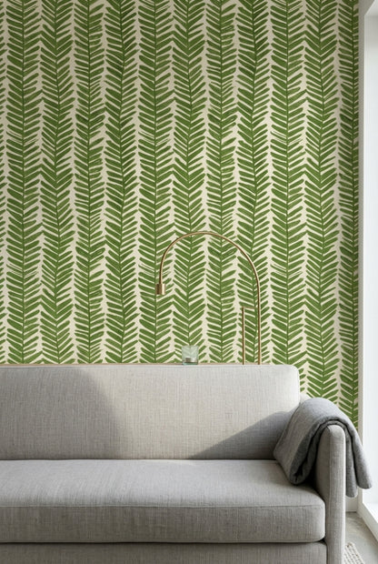 Fern Fronds Wallpaper Tropical Leaf Hand Painted Decorative Mural