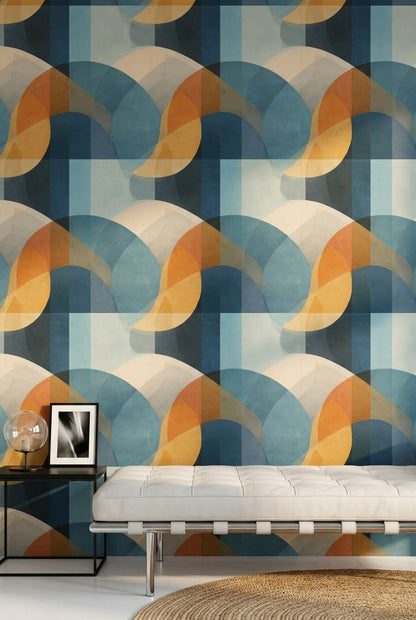 Mid Century Modern Wallpaper Geometric Removable Abstract Wall Double Roll