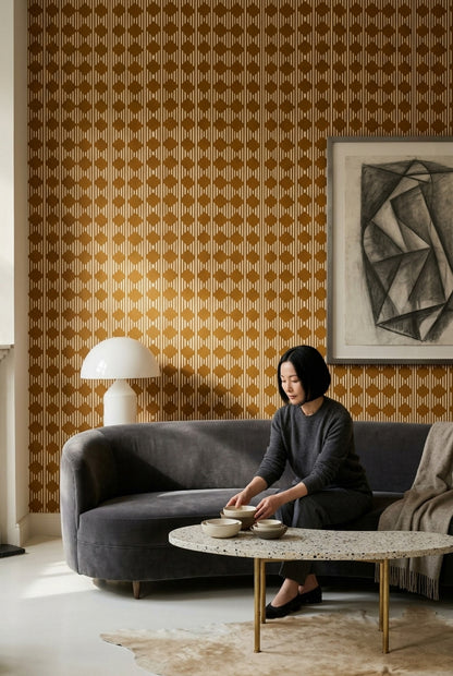 Geometric Wallpaper Diamond Motif Removable Vertical Stripes Wall Double Roll