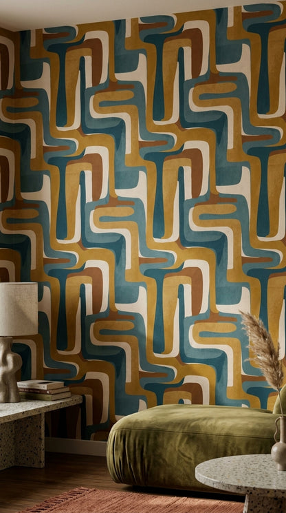 Mid-Century Modern Wallpaper Paper Texture Mid-Century Modern Decorative Mural