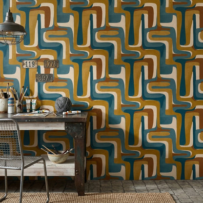 Mid-Century Modern Wallpaper Paper Texture Mid-Century Modern Decorative Mural