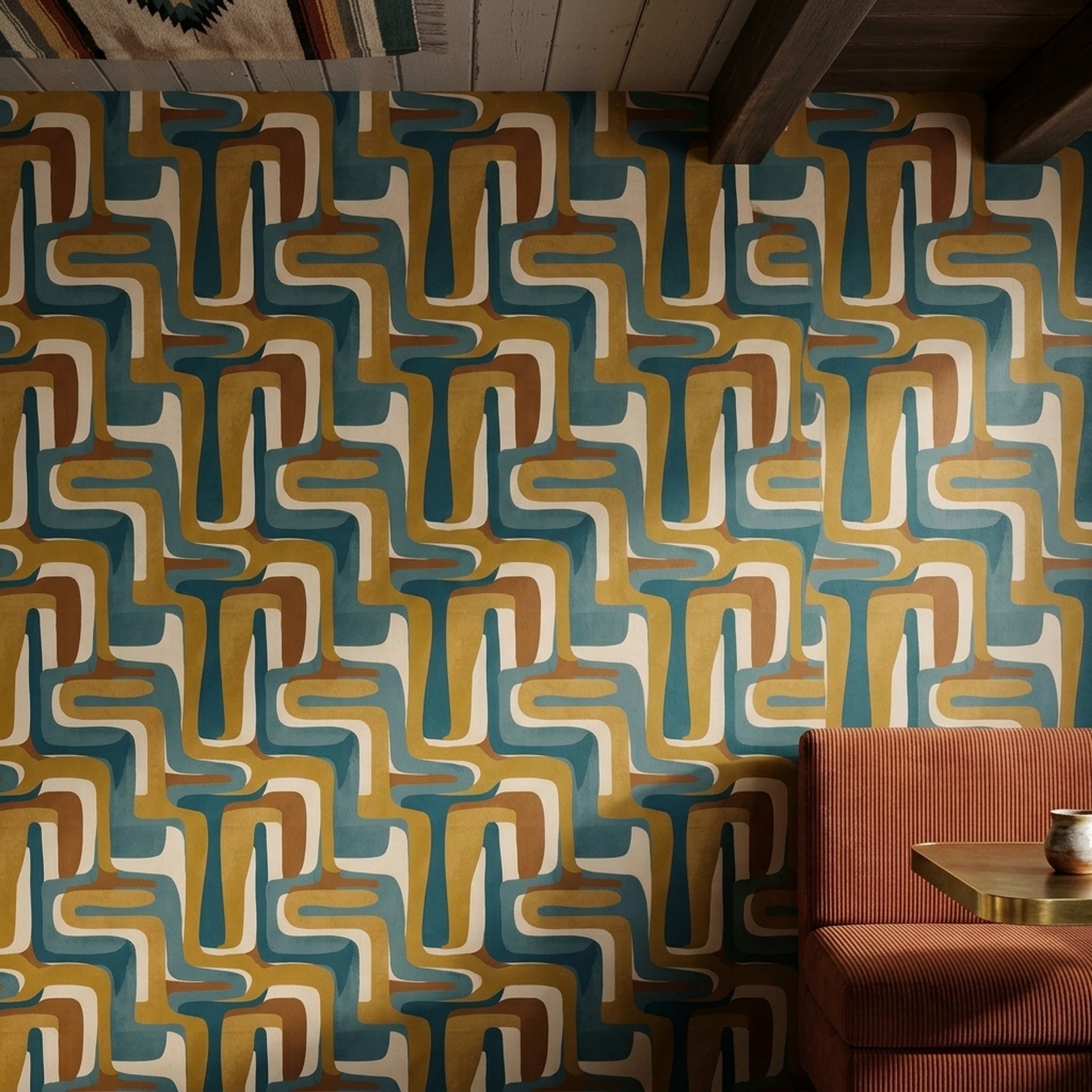 Mid-Century Modern Wallpaper Paper Texture Mid-Century Modern Decorative Mural