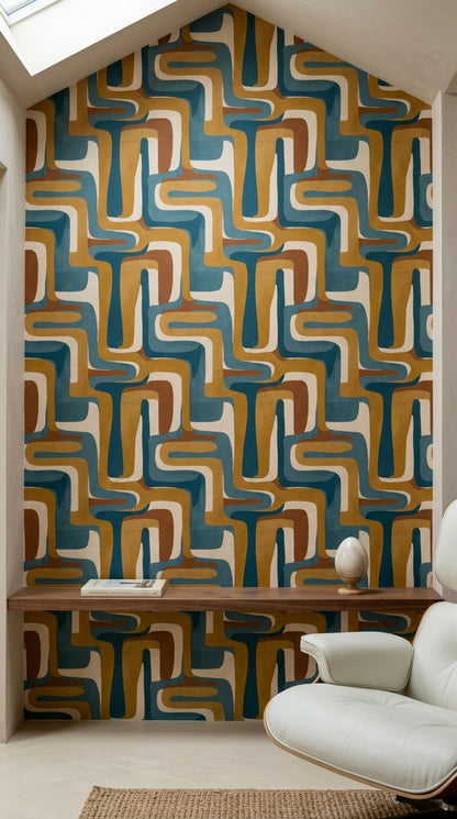 Mid-Century Modern Wallpaper Paper Texture Mid-Century Modern Decorative Mural