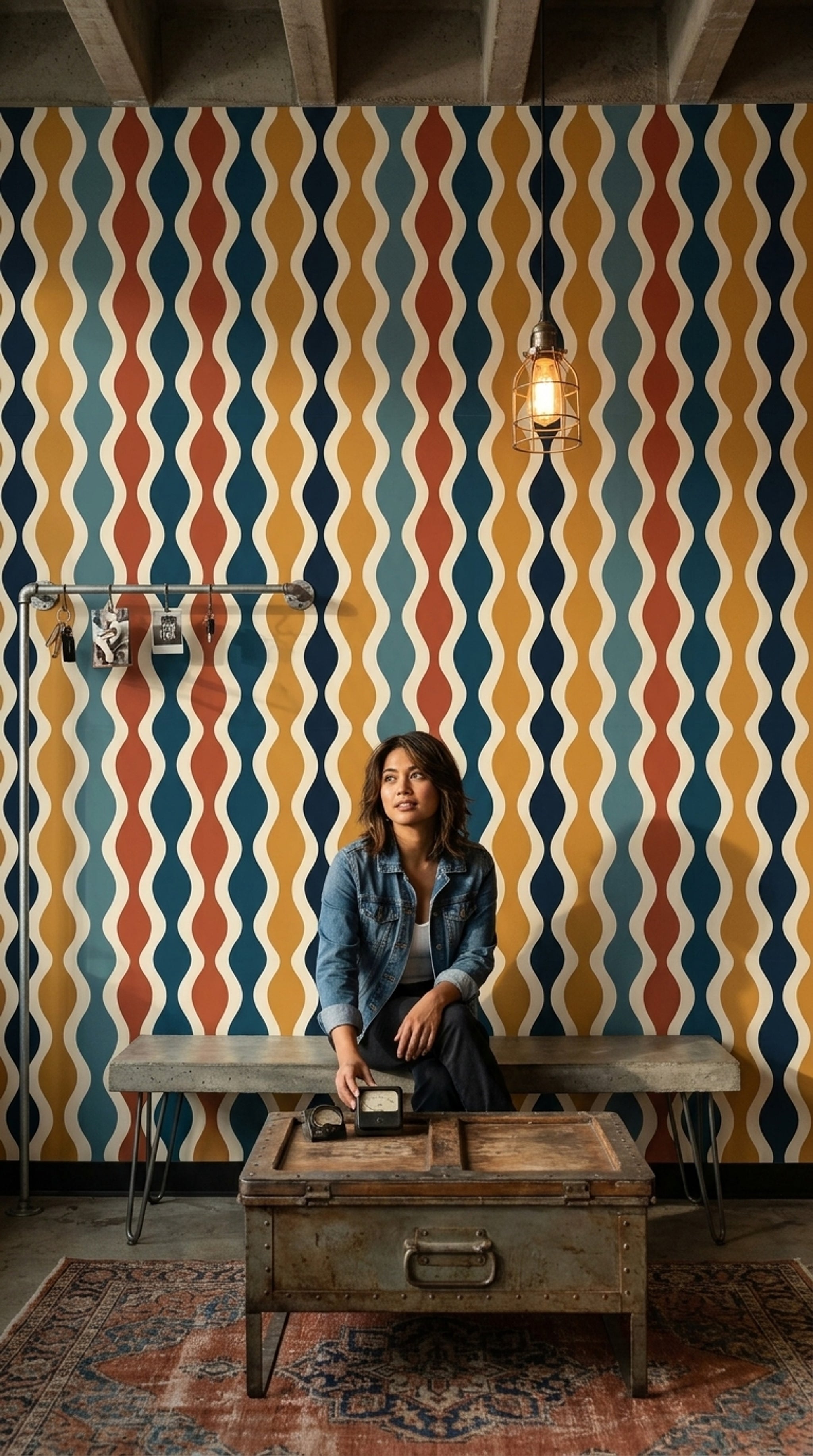 Mid Century Modern Wallpaper Retro Removable Geometric Wall Double Roll