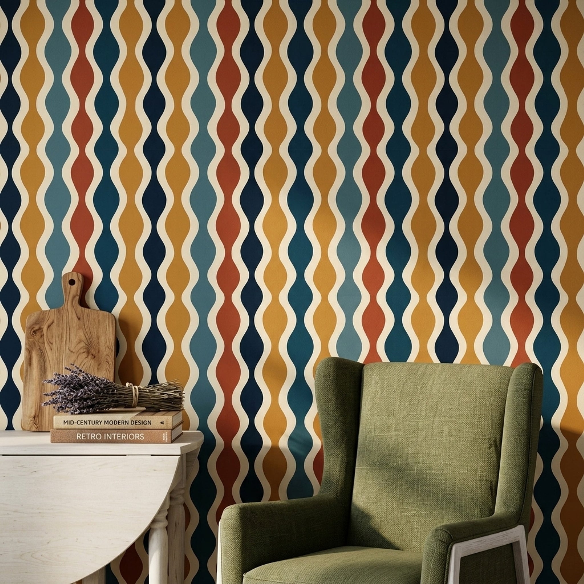 Mid Century Modern Wallpaper Retro Removable Geometric Wall Double Roll