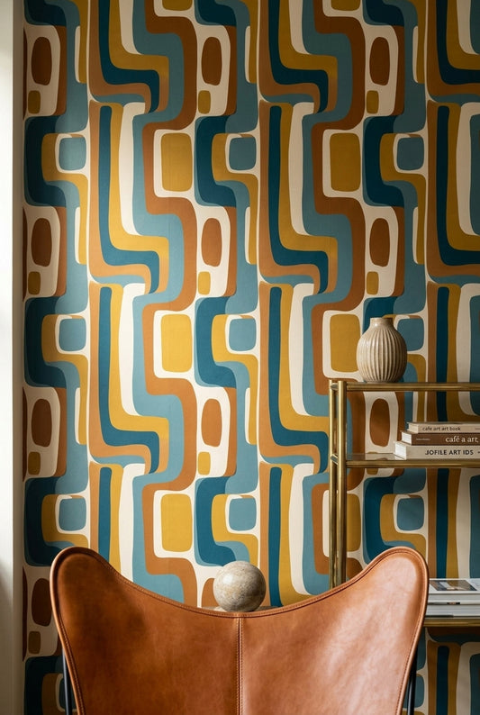 Mid Century Modern Wallpaper Retro Vintage Removable Wall Decor