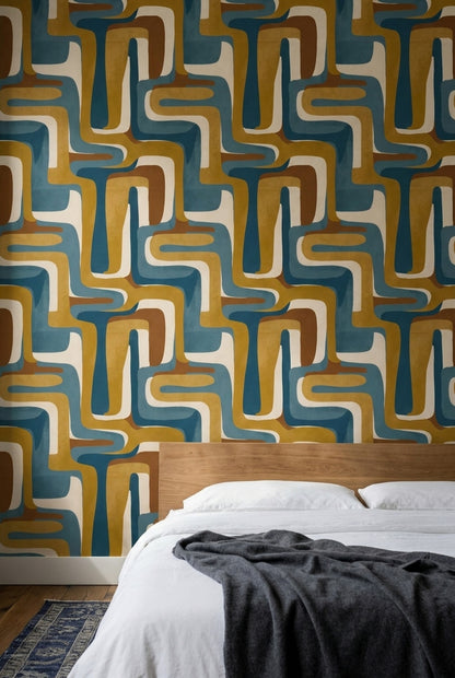 Mid-Century Modern Wallpaper Paper Texture Mid-Century Modern Decorative Mural