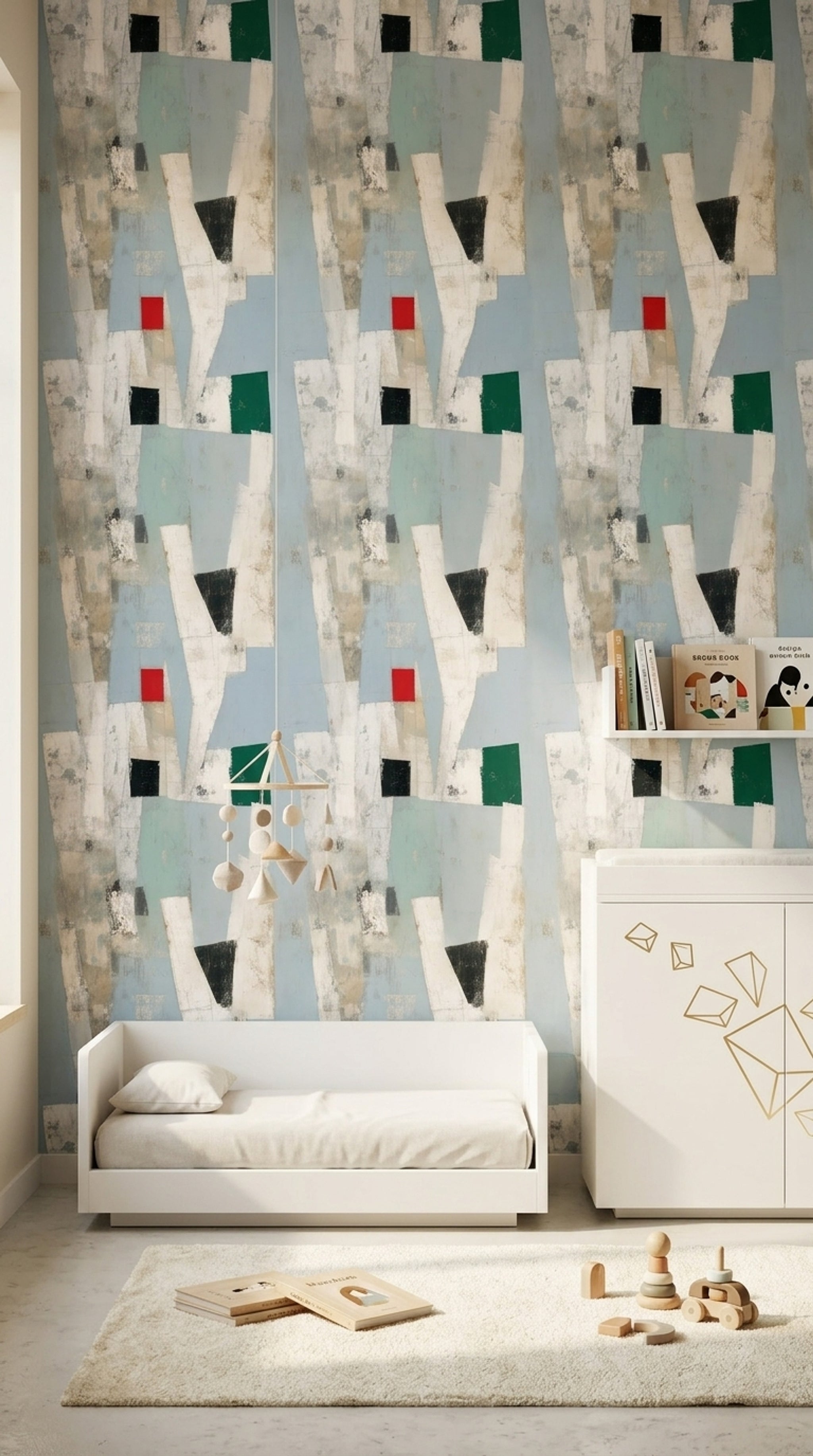 Geometric Blocks Wallpaper Textured Paint Abstract Decorative Mural