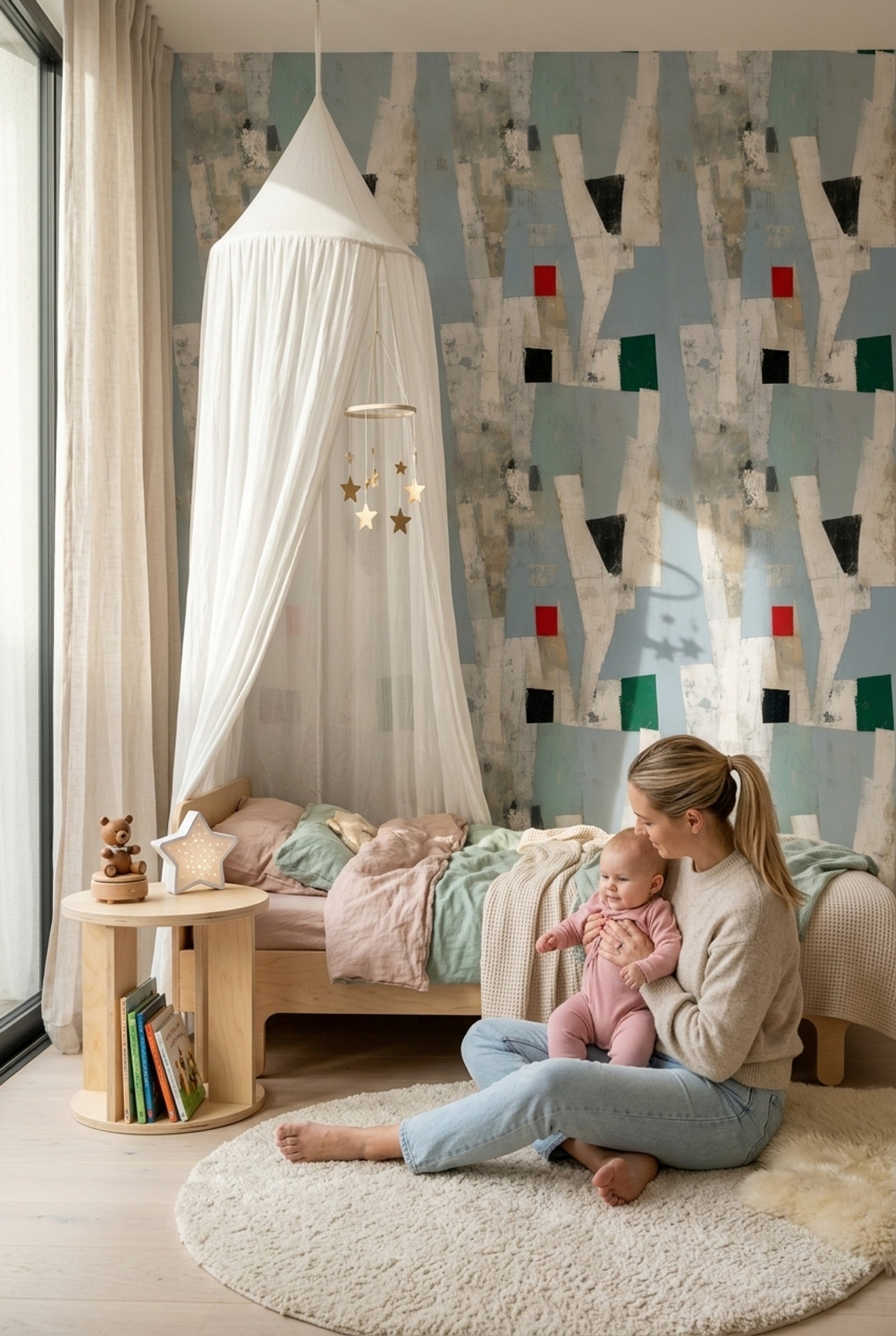 Geometric Blocks Wallpaper Textured Paint Abstract Decorative Mural