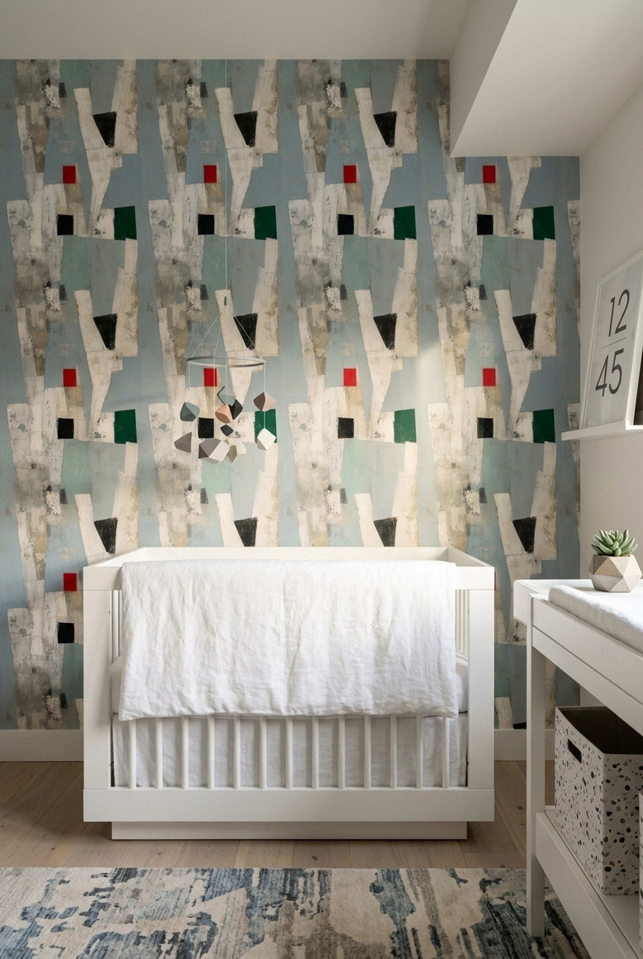 Geometric Blocks Wallpaper Textured Paint Abstract Decorative Mural