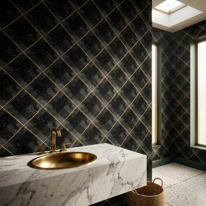 Geometric Plaid Wallpaper Diagonal Grid Removable Modern Glam Wall Double Roll