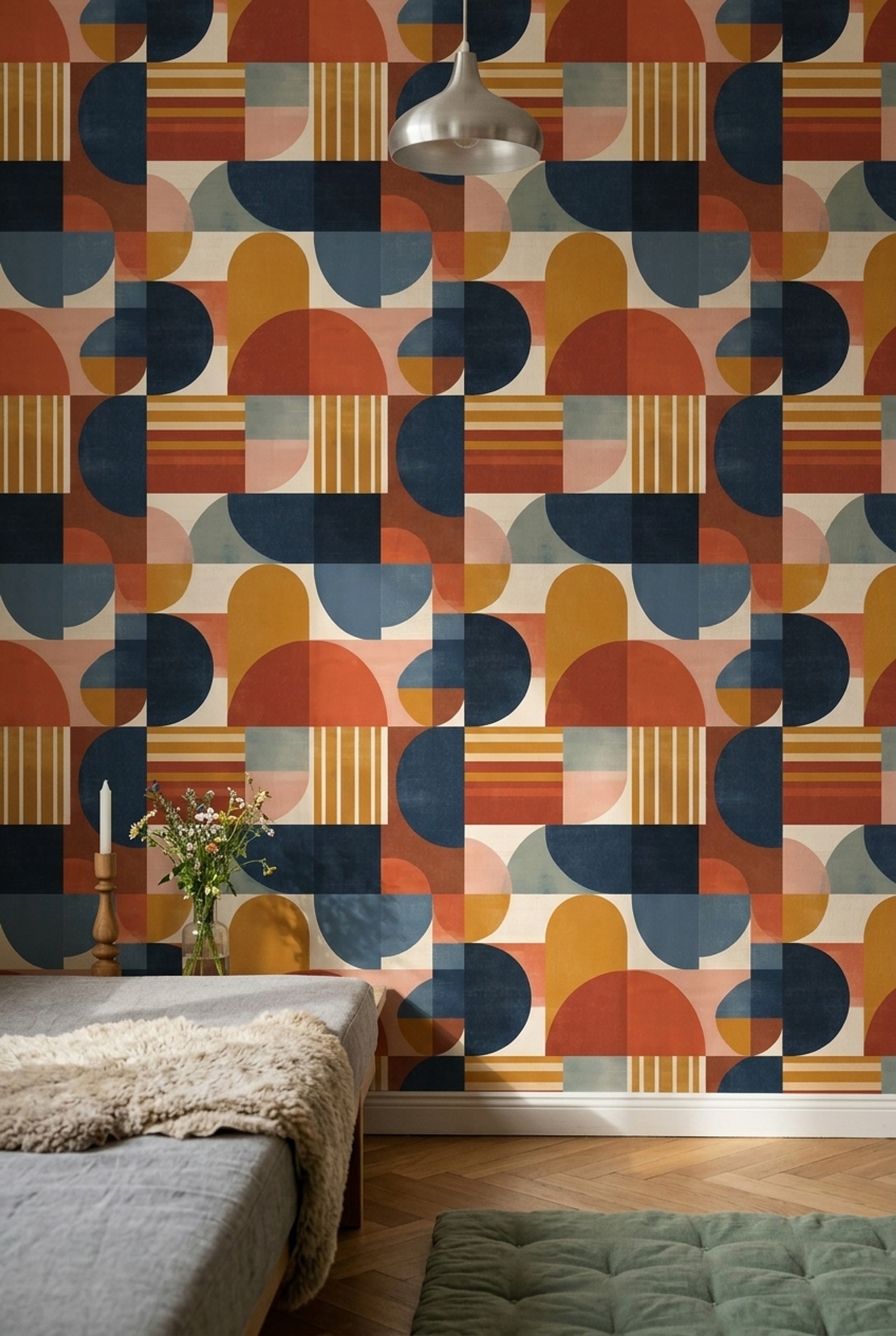 Mid Century Modern Wallpaper Geometric Abstract Removable Wall Decor