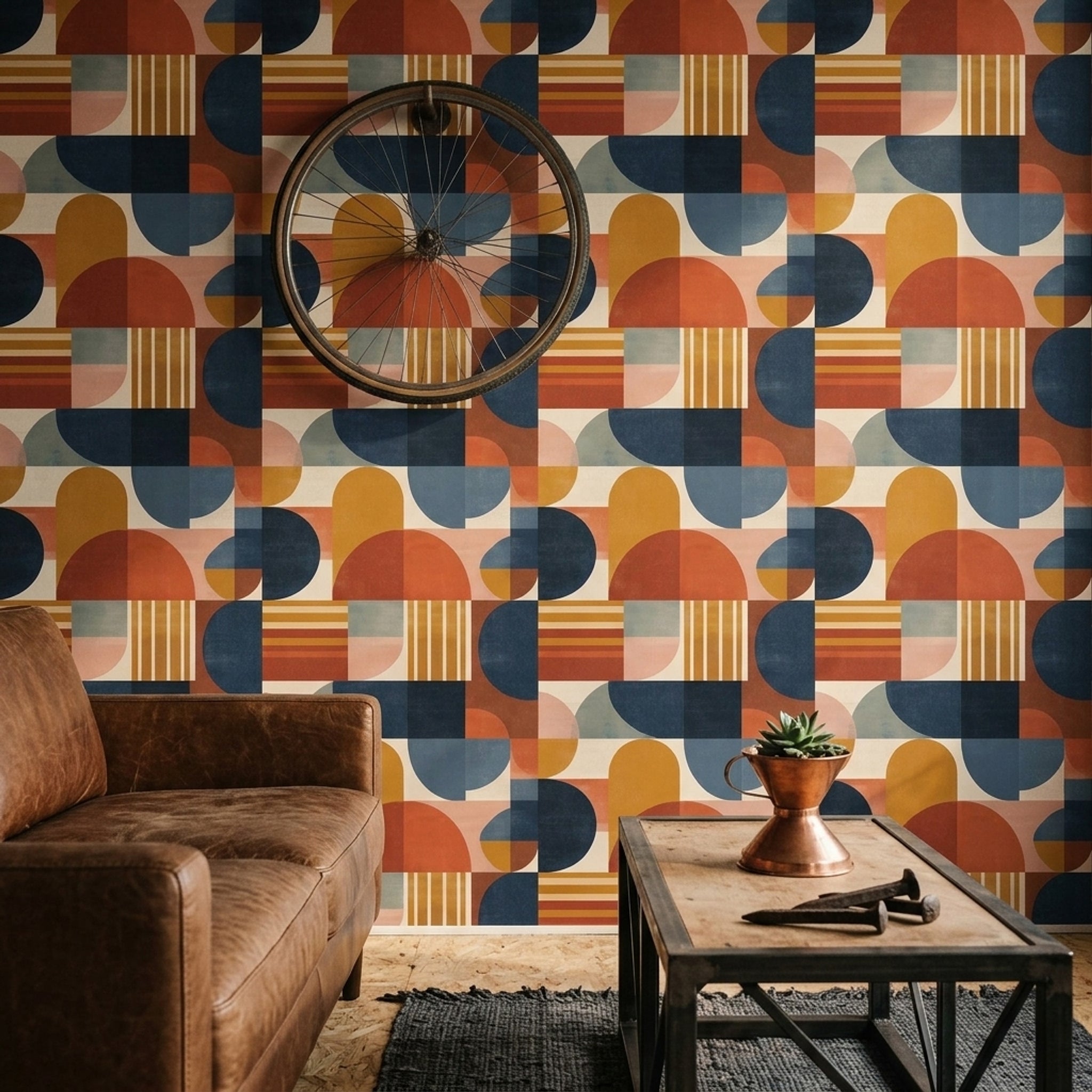 Mid Century Modern Wallpaper Geometric Abstract Removable Wall Decor