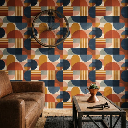 Mid Century Modern Wallpaper Geometric Abstract Removable Wall Decor