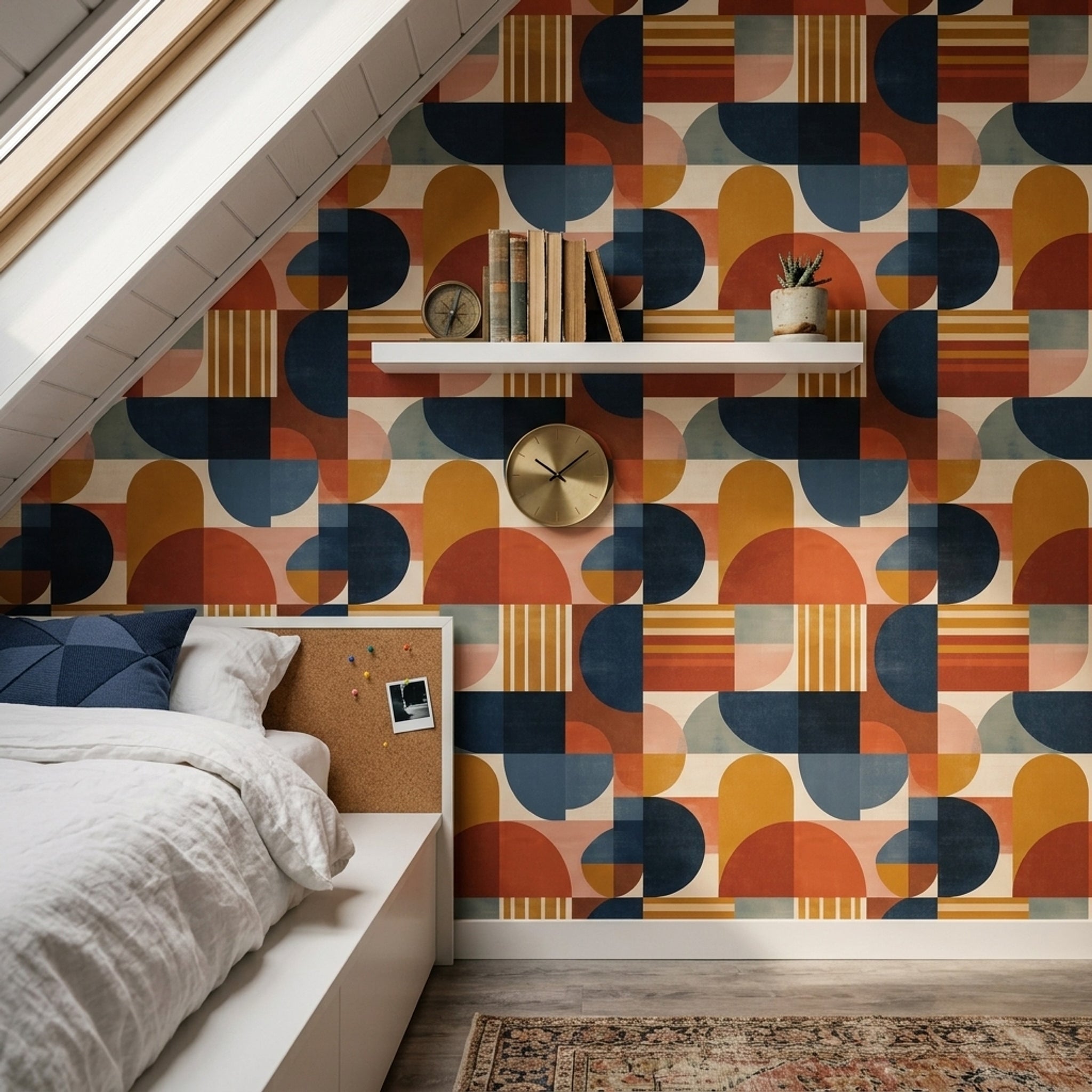 Mid Century Modern Wallpaper Geometric Abstract Removable Wall Decor