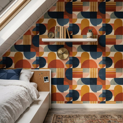 Mid Century Modern Wallpaper Geometric Abstract Removable Wall Decor